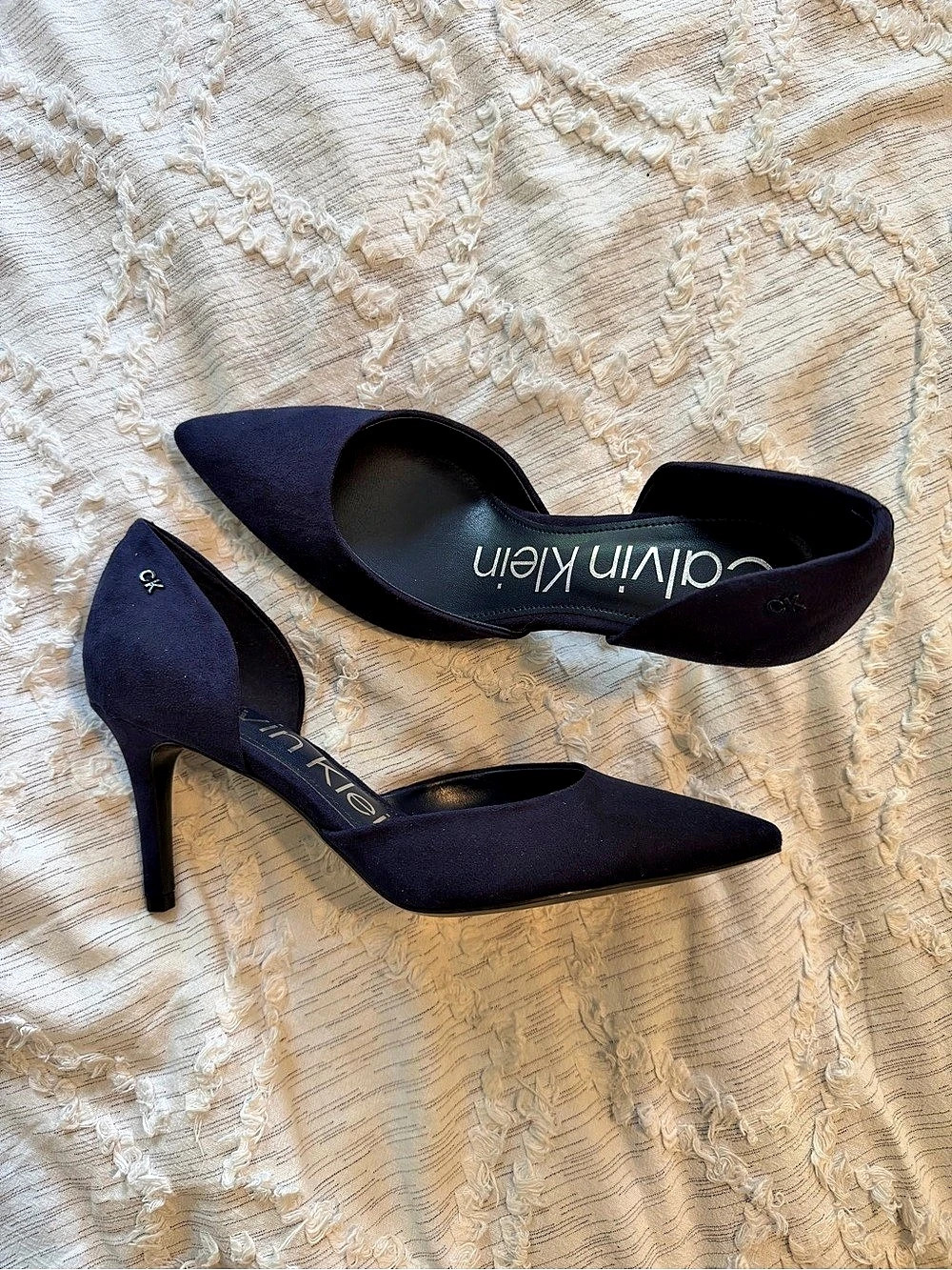 Calvin Klein Pointed Toe Kitten Heel Pumps in Black